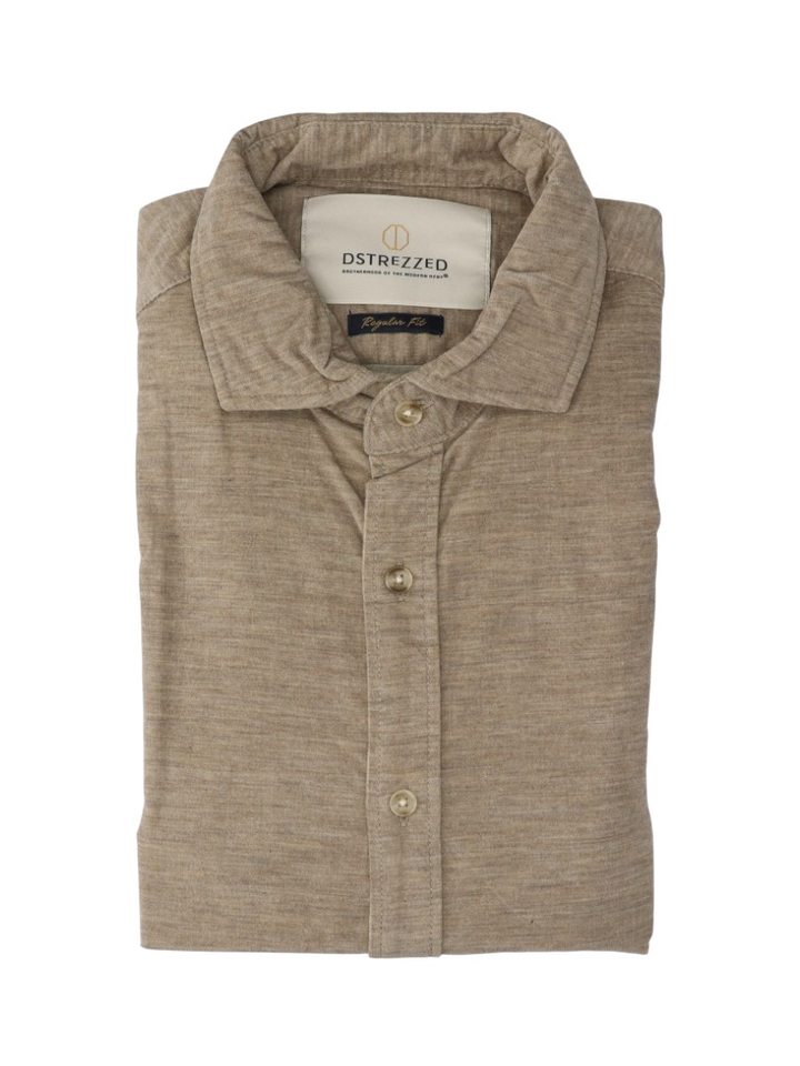 Beige katoenen hemd (regular fit) met lange mouwen Dstrezzed