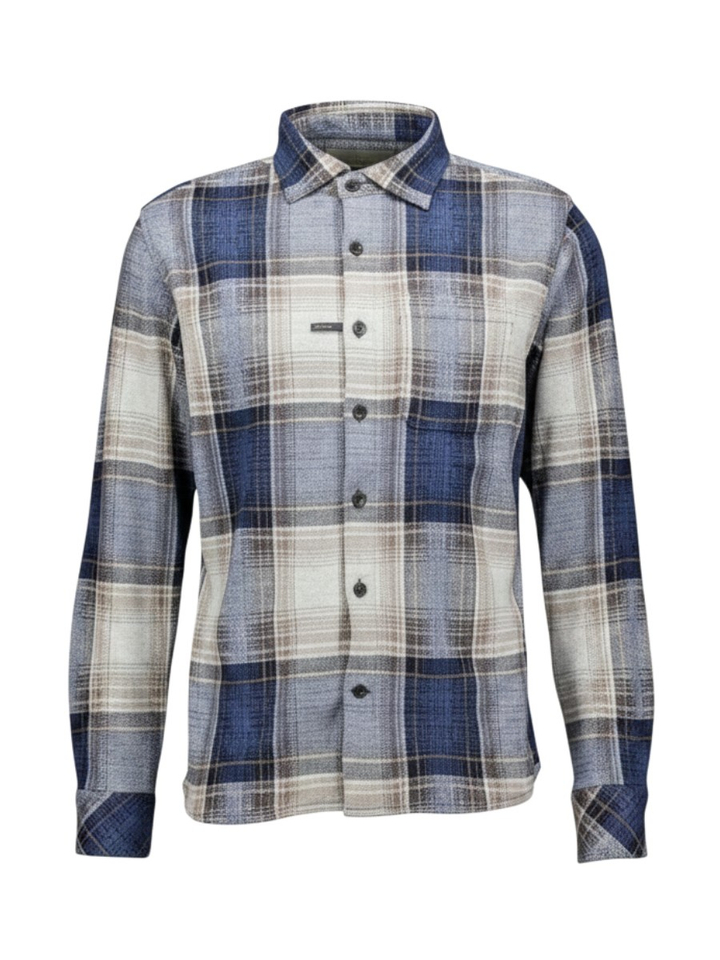 Blauw katoenen hemd (regular fit) met ruiten Dstrezzed