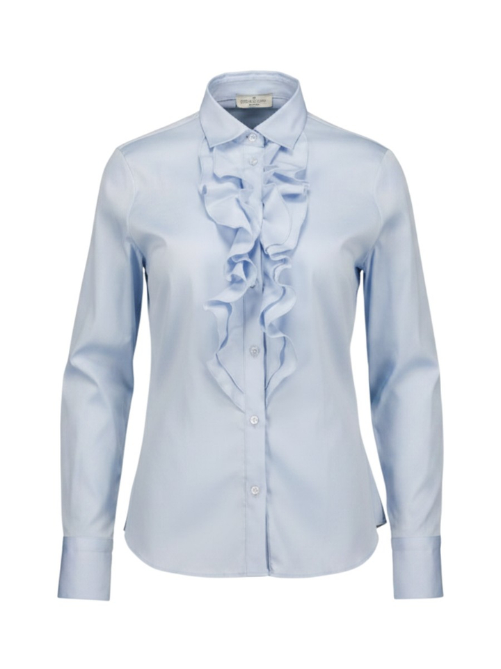 Lichtblauwe blouse met fronsjes AfA Cristiana Conti