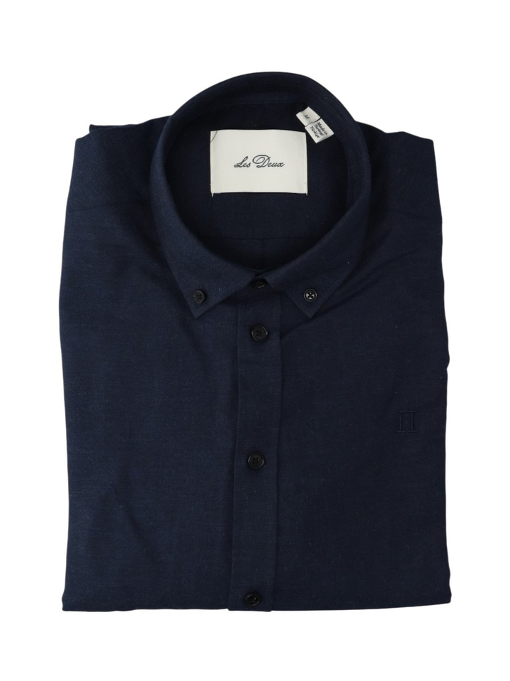 Dark navy katoenen hemd (regular fit) met lange mouwen Les Deux