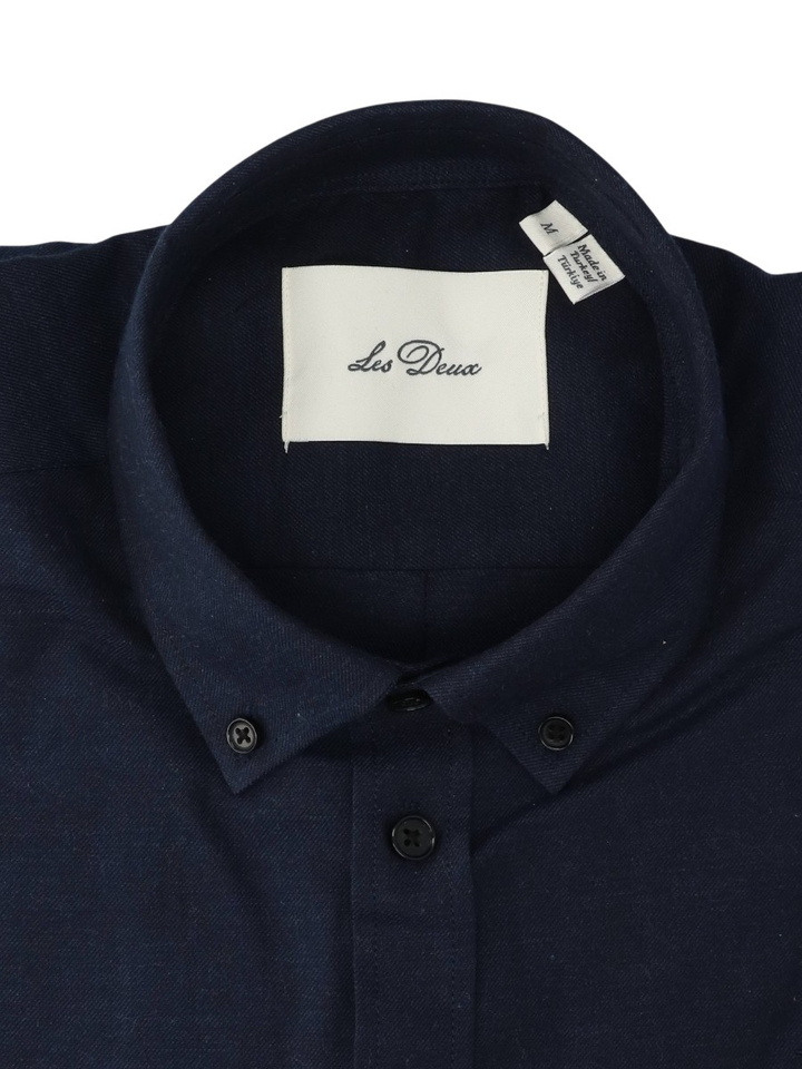 Dark navy katoenen hemd (regular fit) met lange mouwen Les Deux