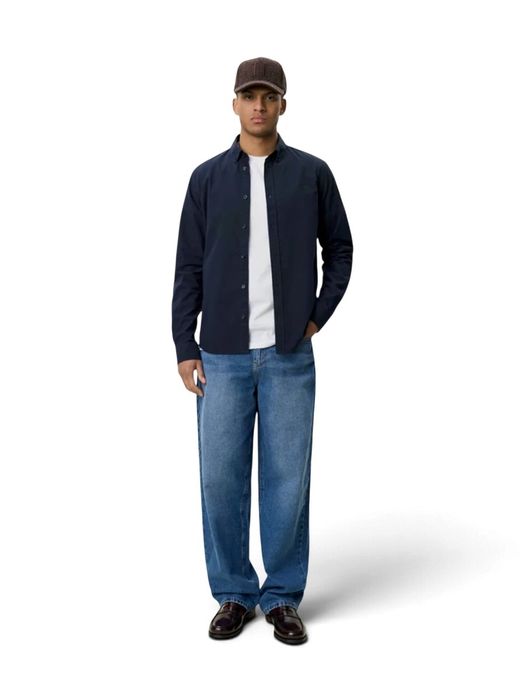 Dark navy katoenen hemd (regular fit) met lange mouwen Les Deux
