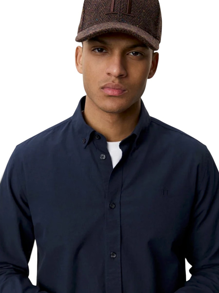Dark navy katoenen hemd (regular fit) met lange mouwen Les Deux
