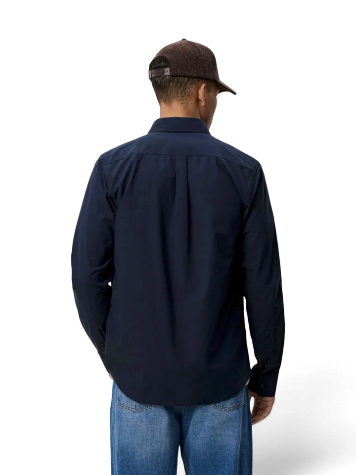Dark navy katoenen hemd (regular fit) met lange mouwen Les Deux