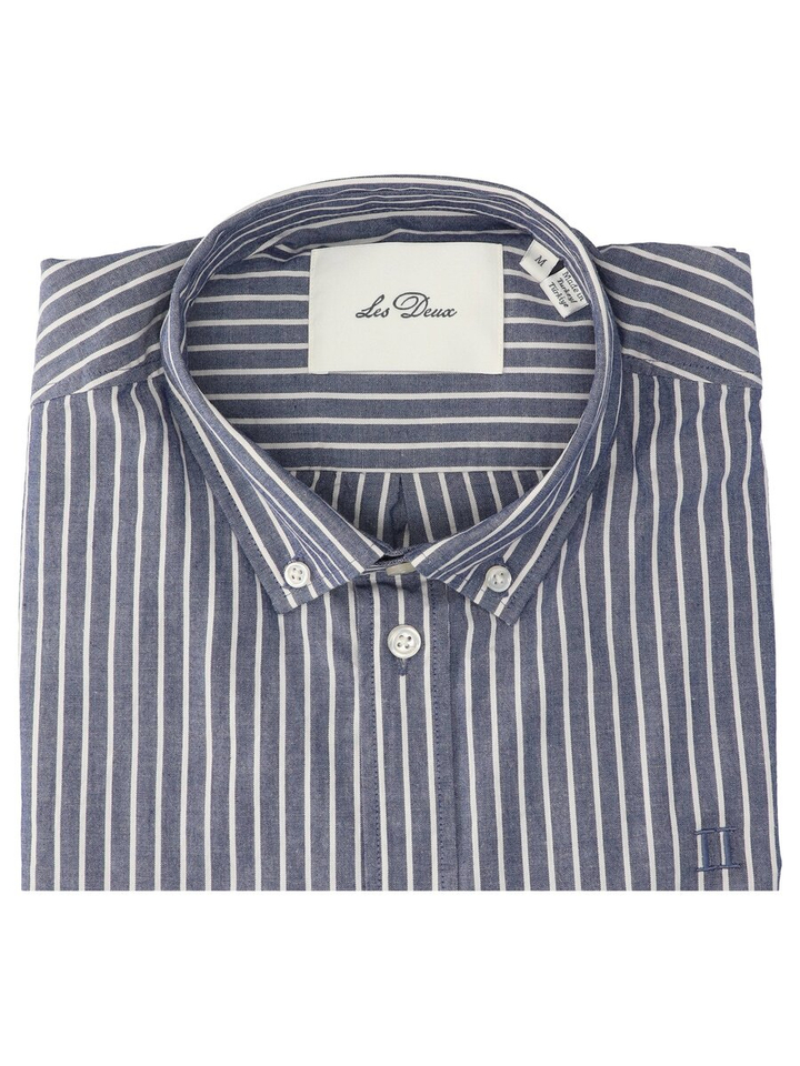 Blauw gestreept hemd (regular fit) met lange mouwen Les Deux