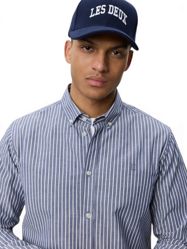 Blauw gestreept hemd (regular fit) met lange mouwen Les Deux