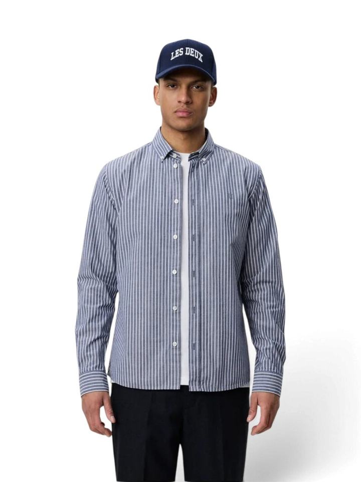 Blauw gestreept hemd (regular fit) met lange mouwen Les Deux