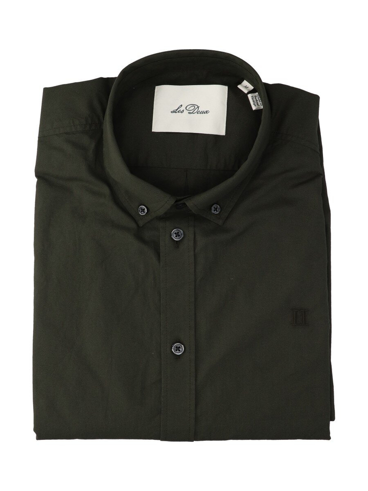 Kaki groen hemd (regular fit) met lange mouwen Les Deux