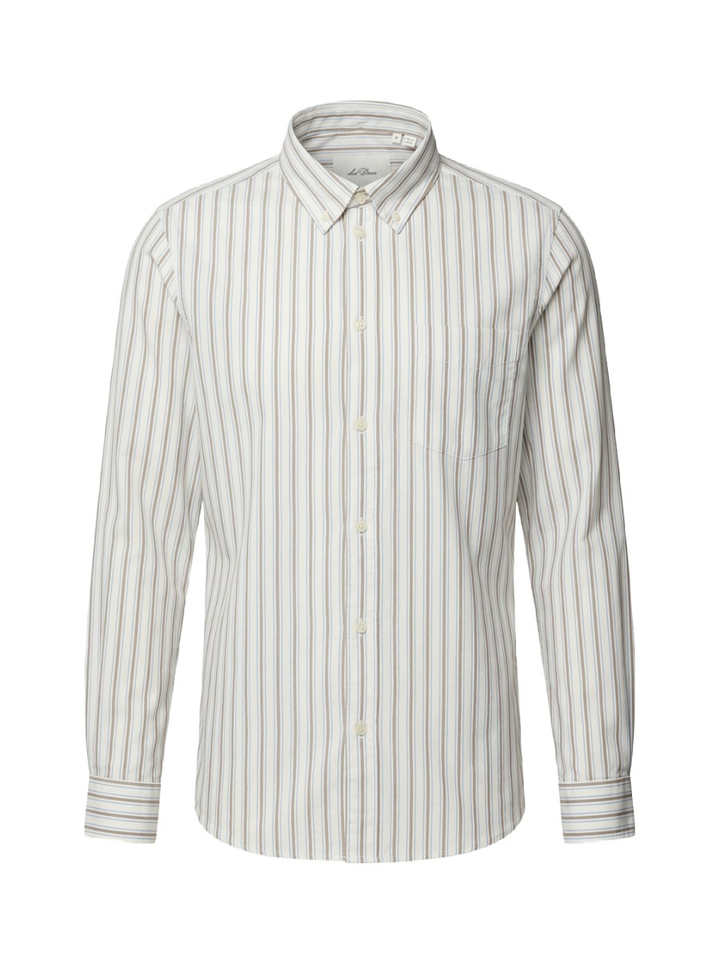 Light ivory katoenen hemd (regular fit) met strepen en lange mouwen Les Deux