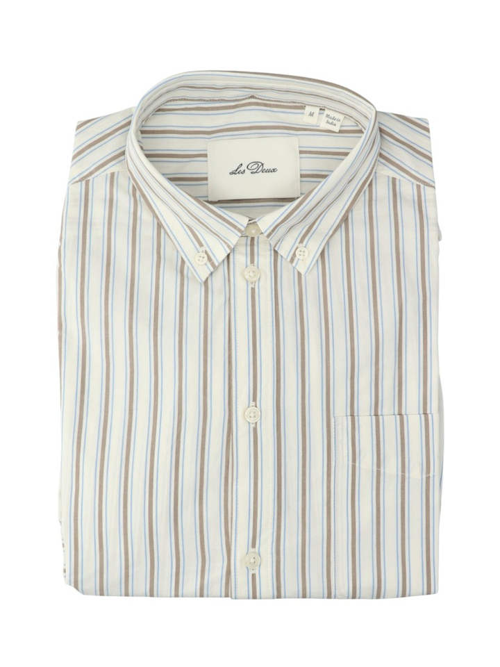 Light ivory katoenen hemd (regular fit) met strepen en lange mouwen Les Deux