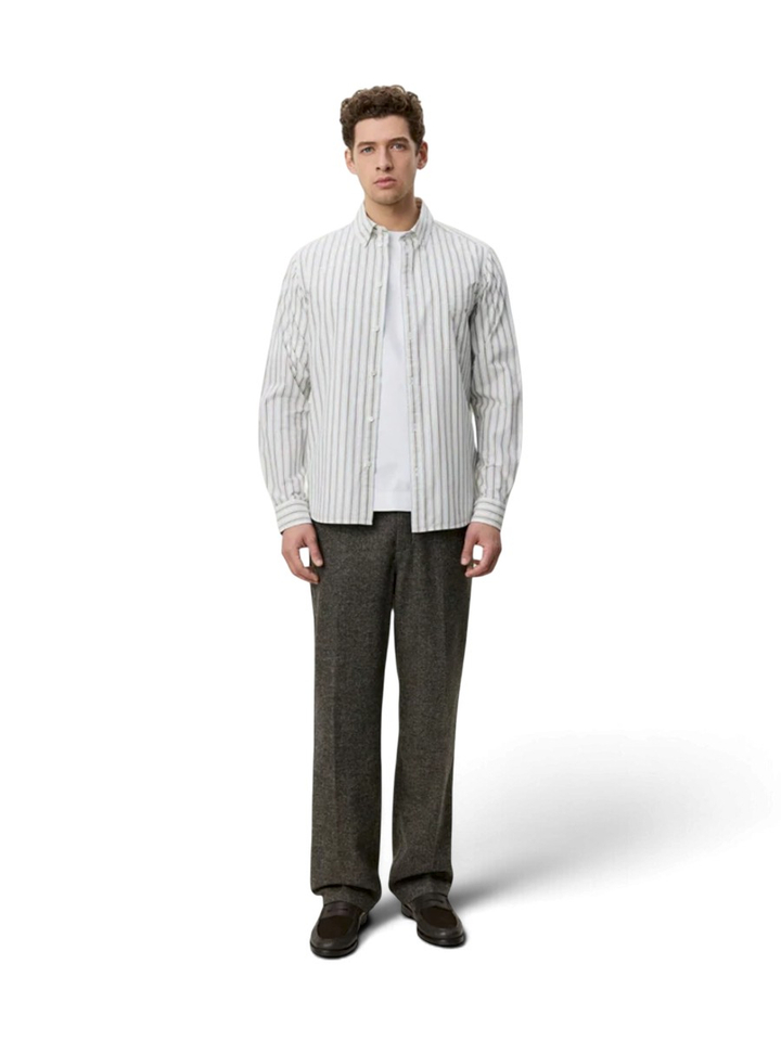 Light ivory katoenen hemd (regular fit) met strepen en lange mouwen Les Deux