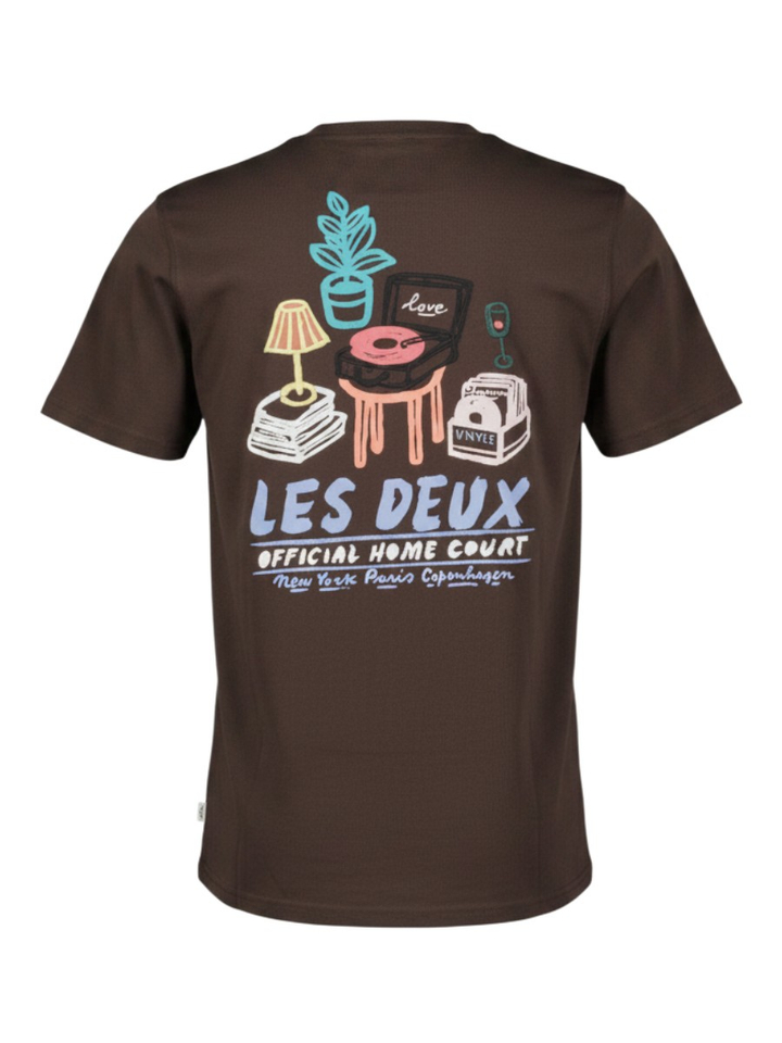Donkerbruine T-shirt met opdruk Les Deux