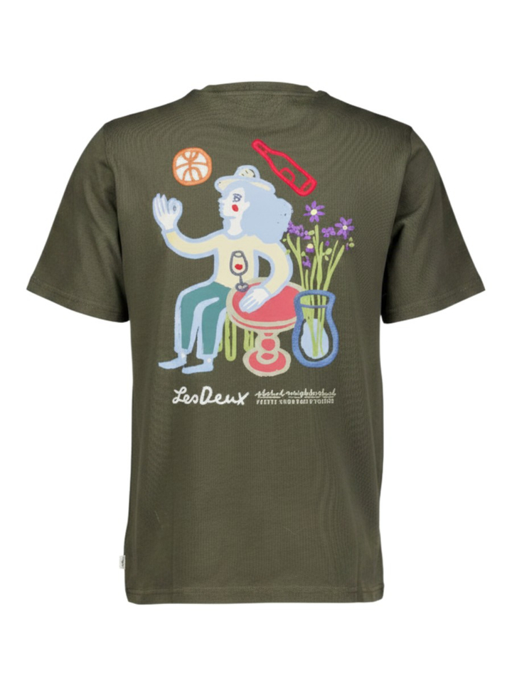 Groene T-shirt met opdruk Les Deux