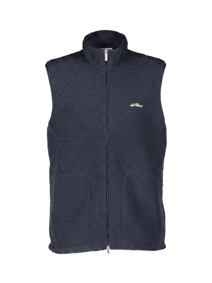 Donkerblauwe bodywarmer in teddy Les Deux