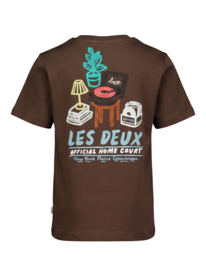 Donkerbruine T-shirt met opdruk Les Deux 