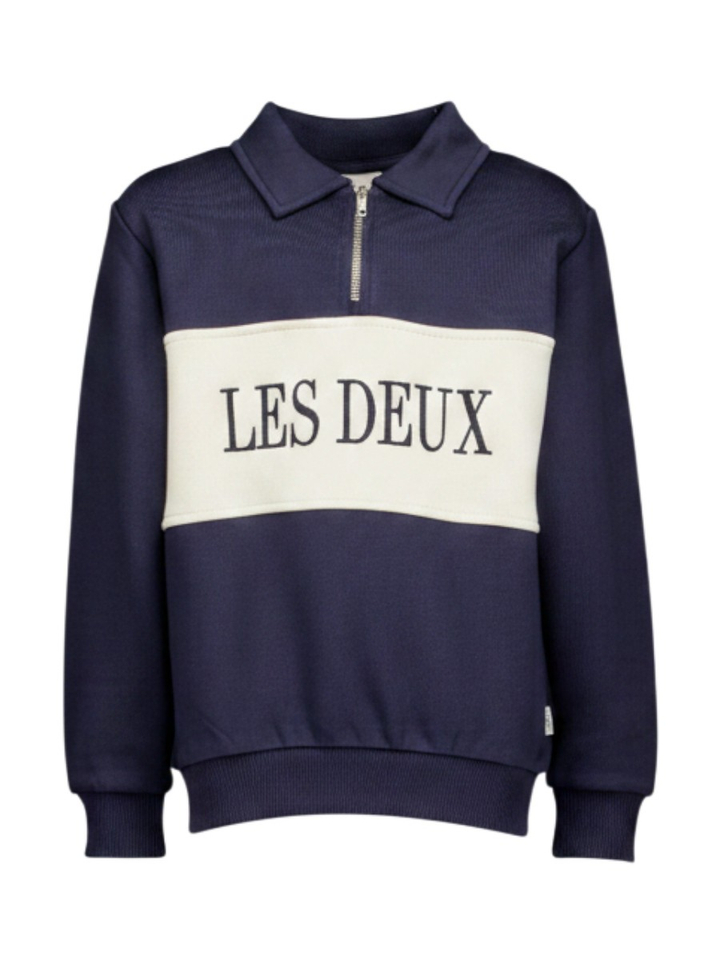 Blauwe polo met halflange ritssluiting Les Deux