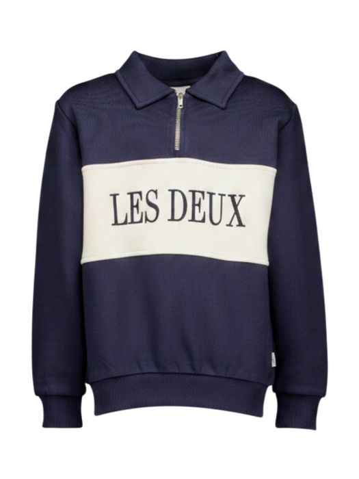 Blauwe polo met halflange ritssluiting Les Deux