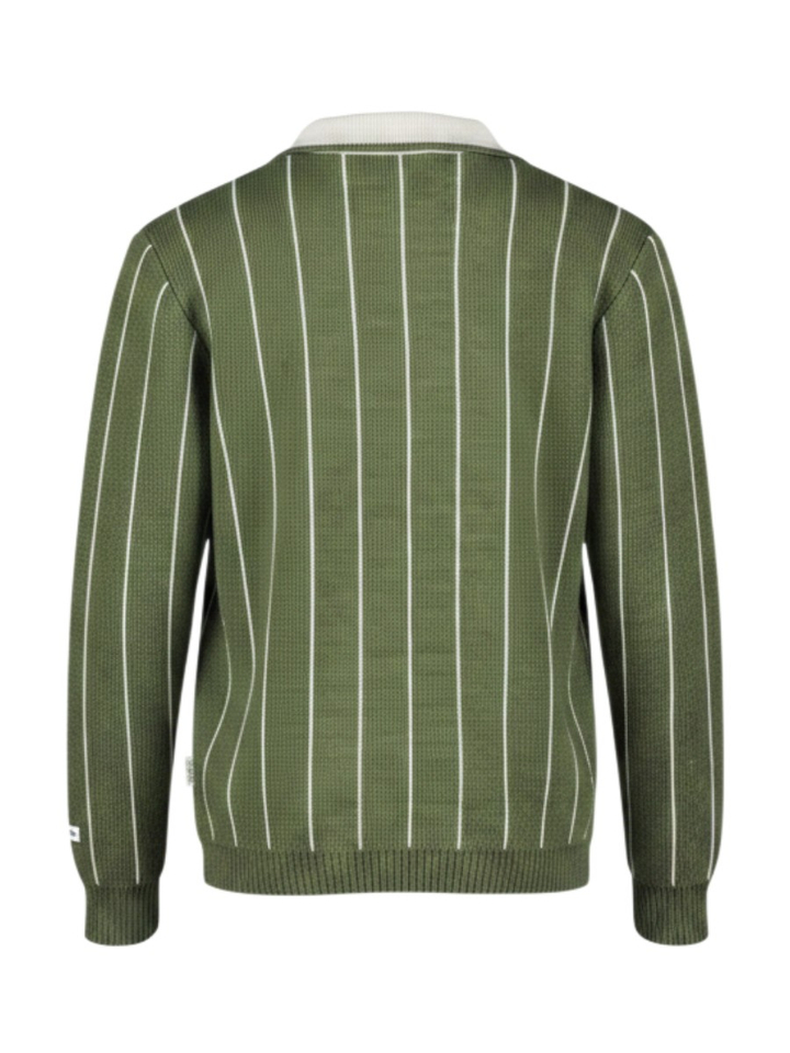 Groene gestreepte polo met kraag Les Deux