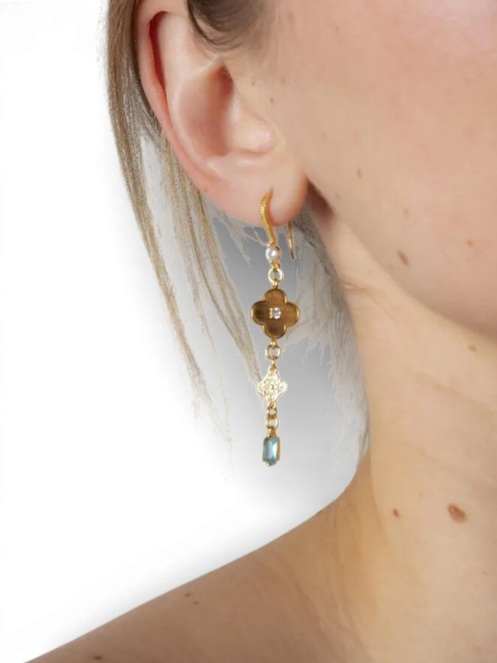 Gouden turquoise oorbellen Murphy Murielle Perrotti