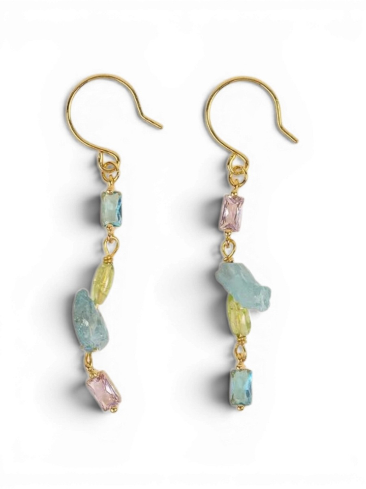 Gouden multicolor oorbellen Studio Murielle Perrotti