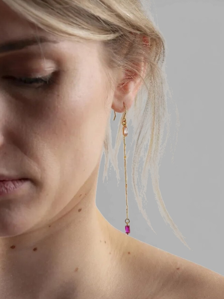 Gouden pink oorbellen Nala Murielle Perrotti 