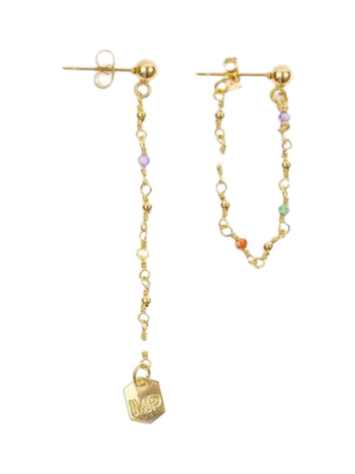 Gouden multicolor oorbellen Rive Murielle Perrotti 