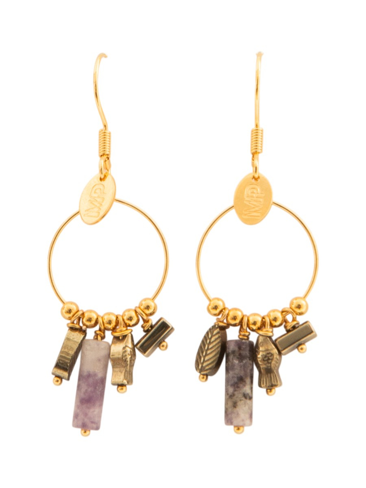 Gold purple oorbellen Chadi Murielle Perrotti 
