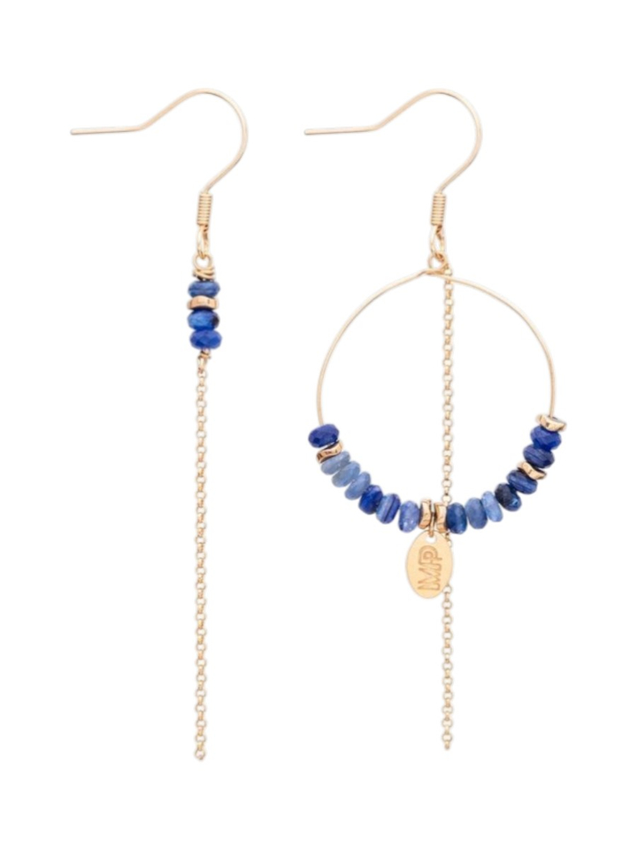 Gold blue oorbellen Murielle Perrotti 