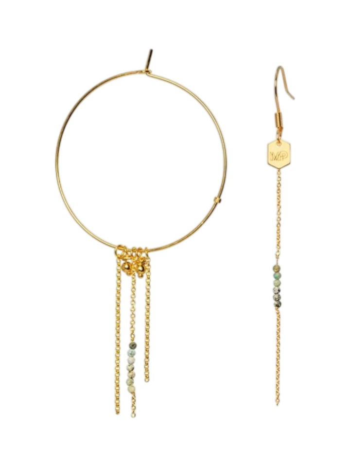 Gouden turquoise oorbellen Lou Murielle Perrotti 