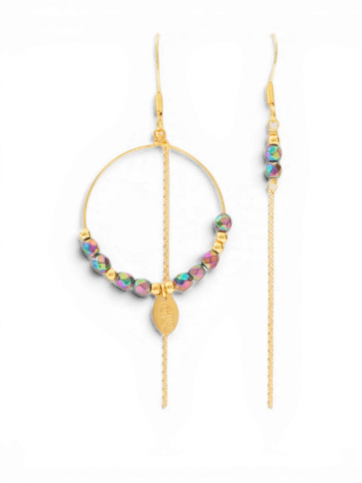 Gouden multicolor oorbellen Murielle Perrotti 