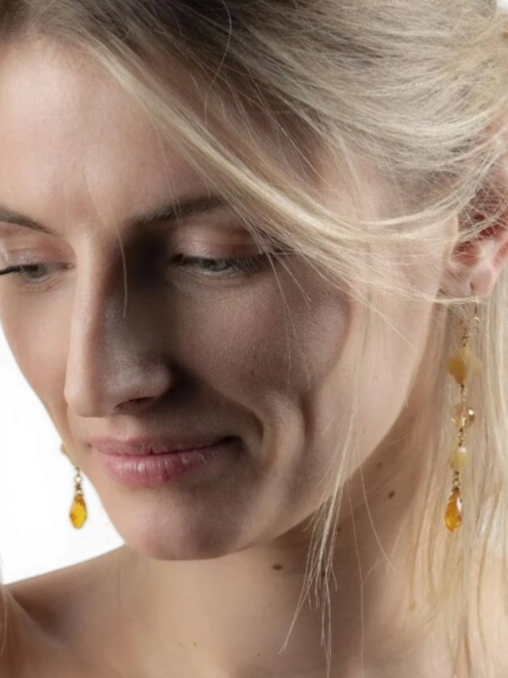 Gold orange oorbellen Hello Murielle Perrotti