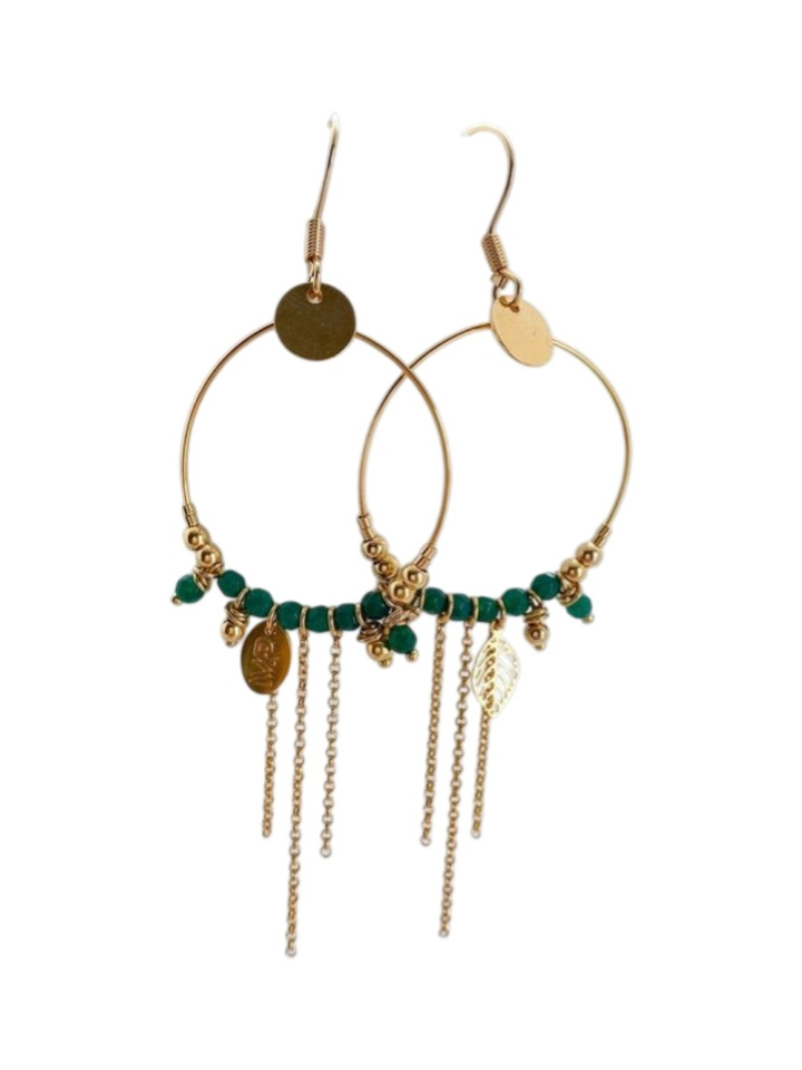 Gold green oorbellen Marie Murielle Perrotti 