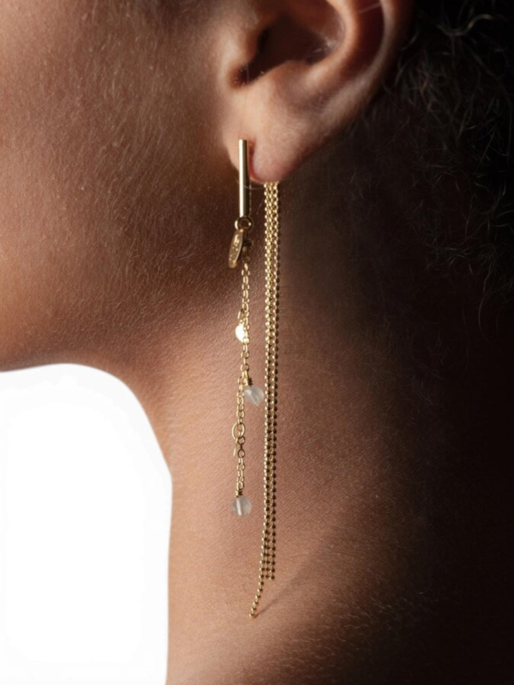 Gold grey oorbellen Loren Murielle Perrotti 