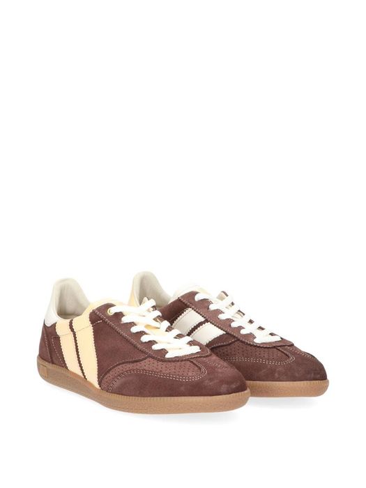 Bruine lage sneakers met beige accent Pulse Caval