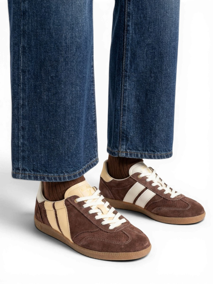 Bruine lage sneakers met beige accent Pulse Caval