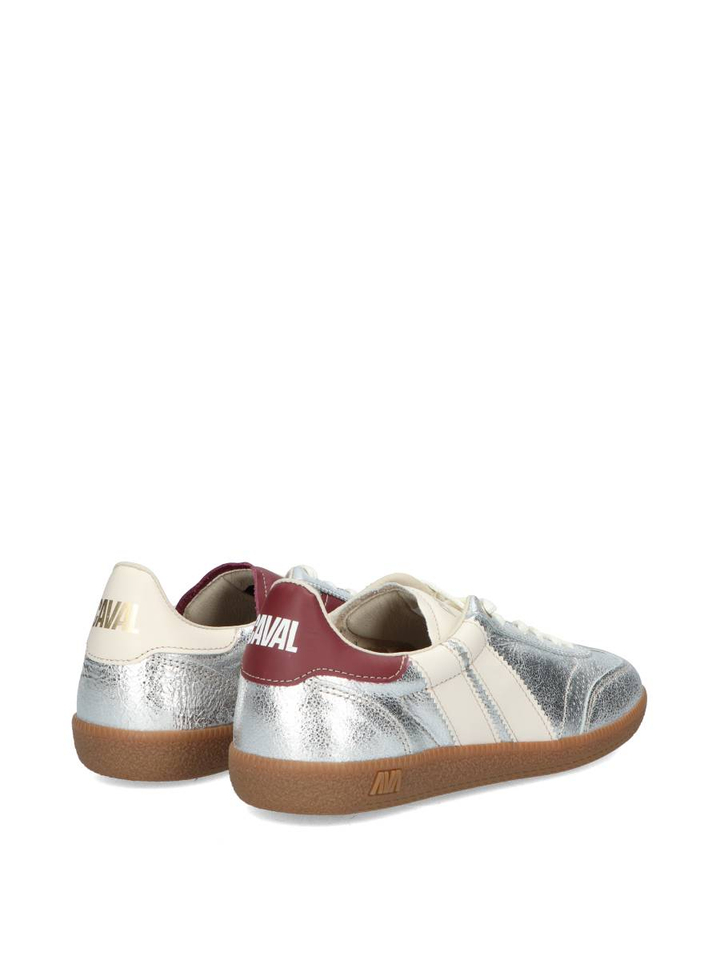 Zilverkleurige lage sneakers met bordeaux accent Pulse Caval 