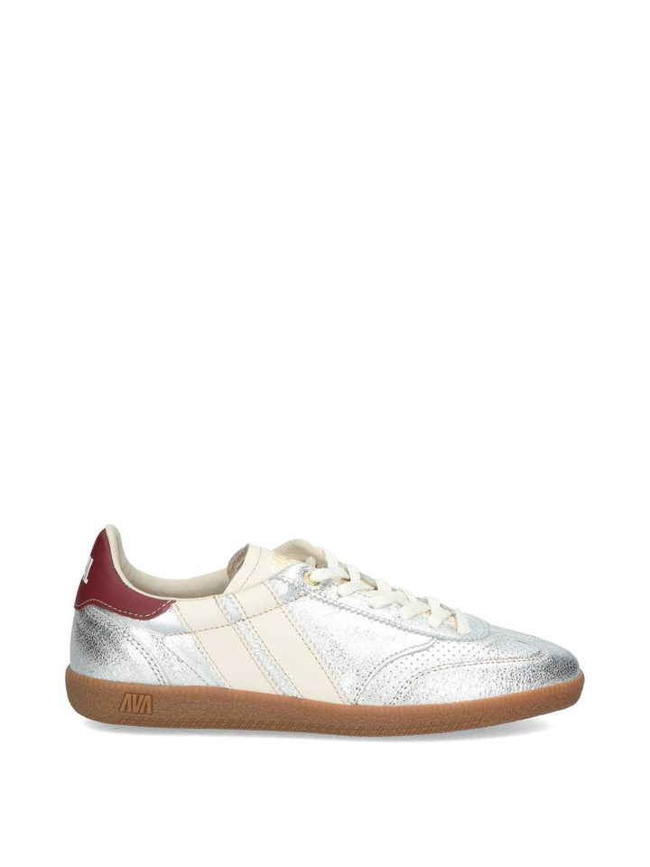 Zilverkleurige lage sneakers met bordeaux accent Pulse Caval 