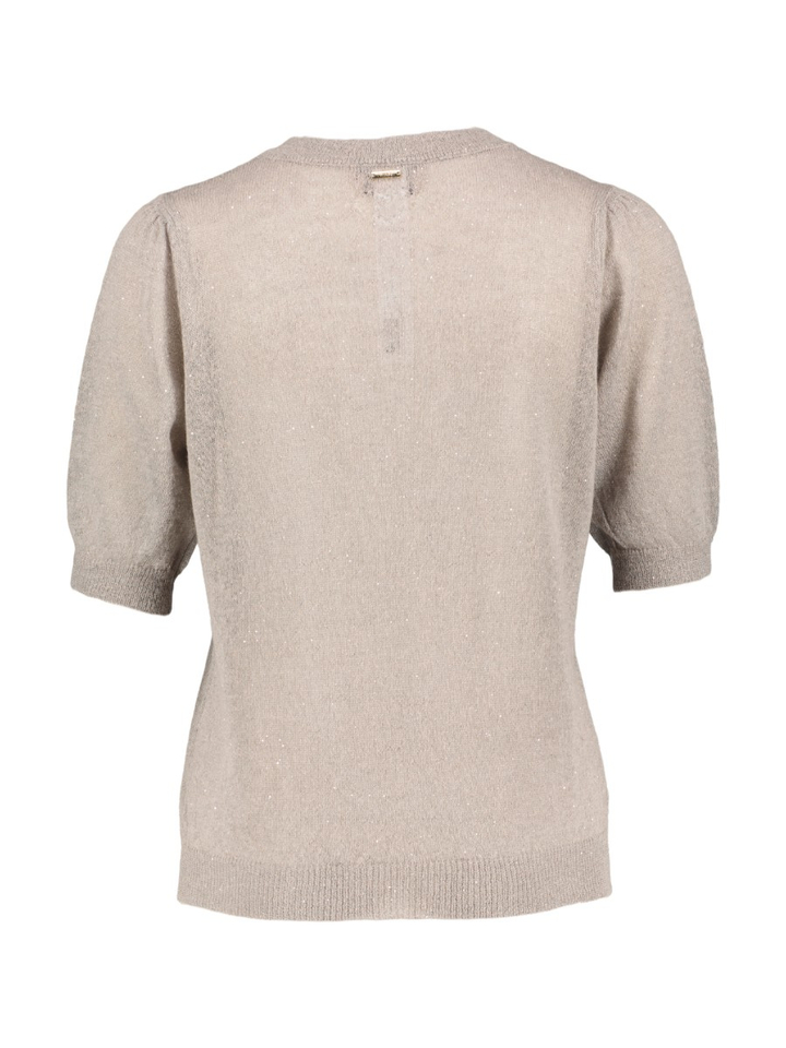 Taupekleurige glinsterende pull met korte mouwen Twinset