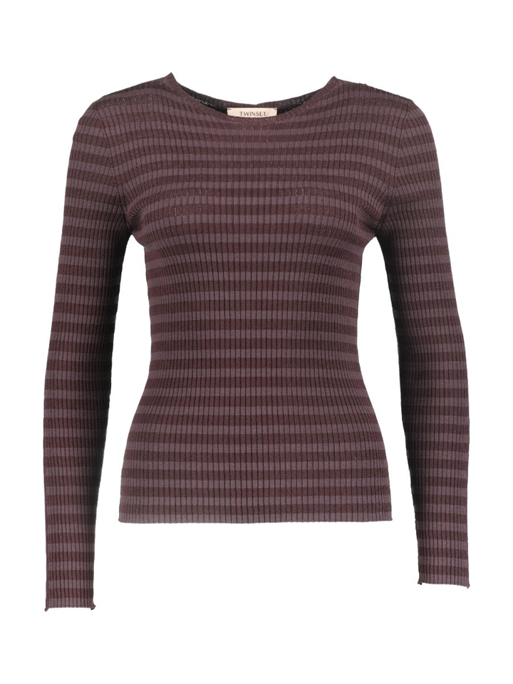 Bruin gestreepte t-shirt met lange mouwen Twinset