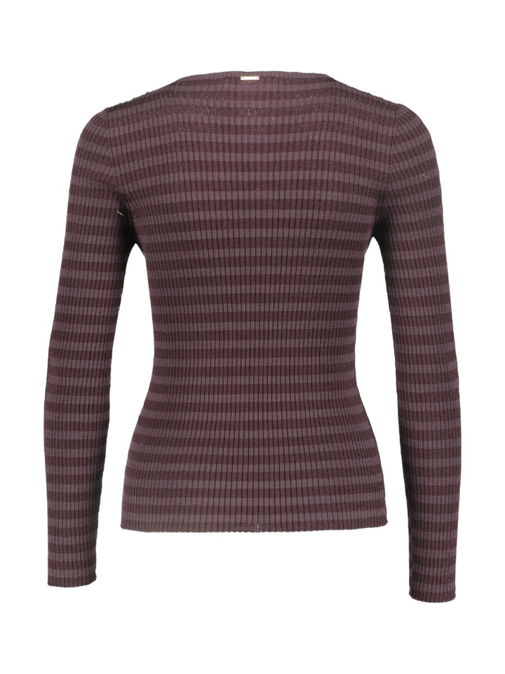 Bruin gestreepte t-shirt met lange mouwen Twinset