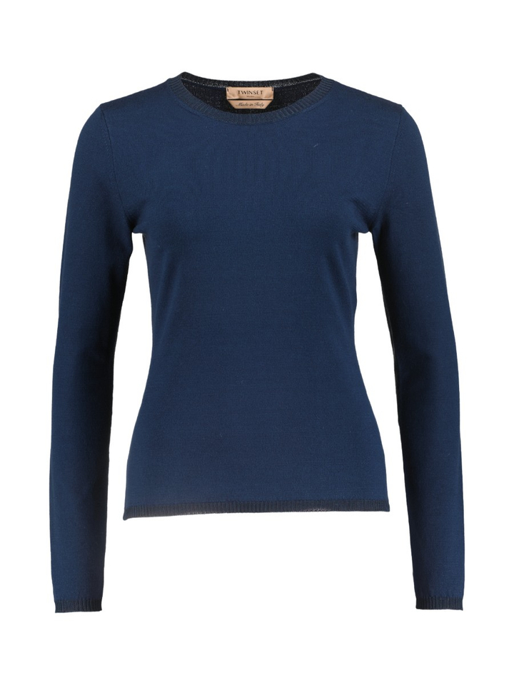 Blauwe pull met ronde hals Twinset