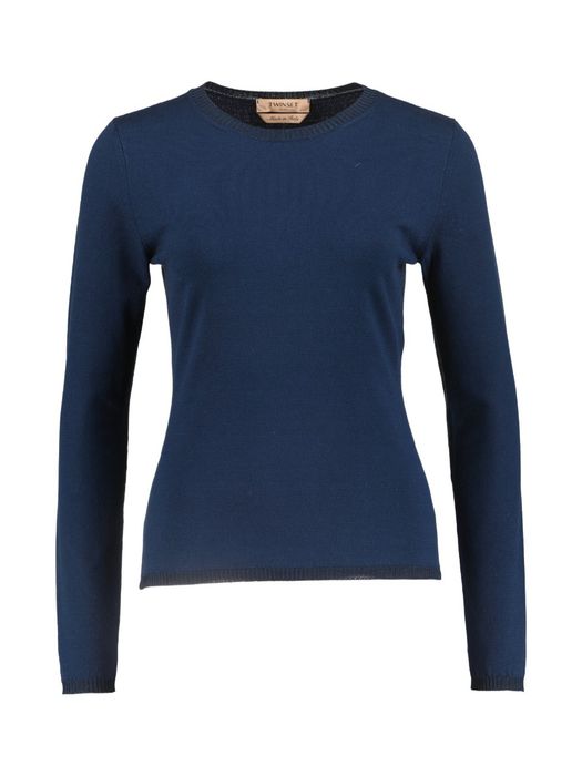 Blauwe pull met ronde hals Twinset