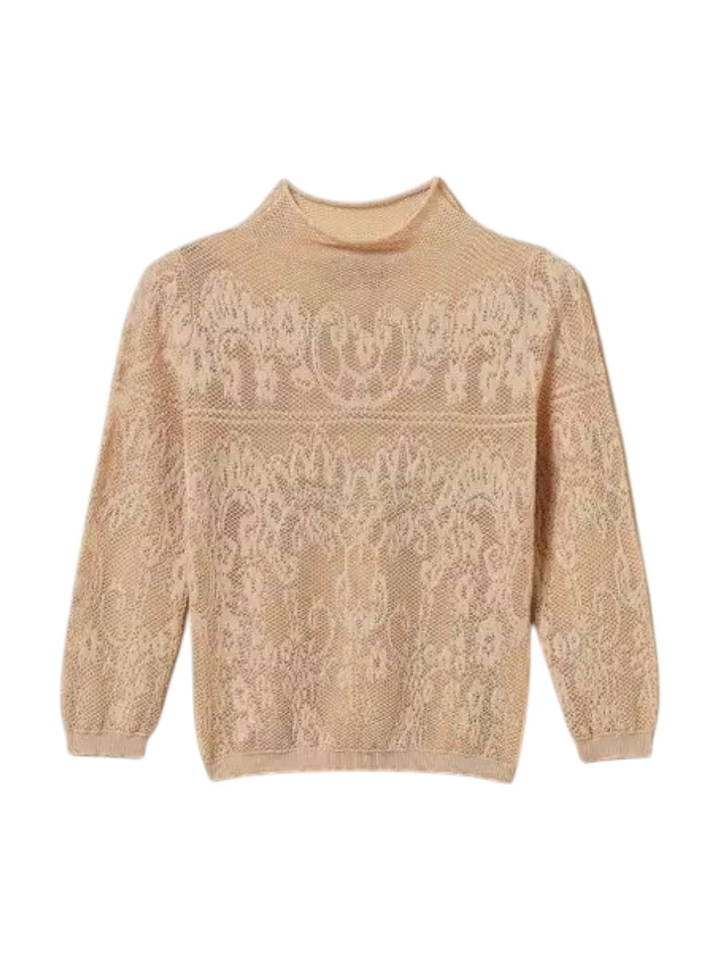 Beige fijne gebreide trui met structuur Twinset Milano