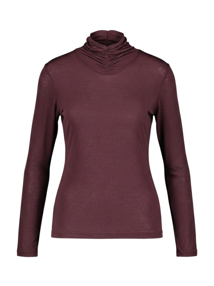 Bordeaux pull met opstaande kraag met detail Twinset