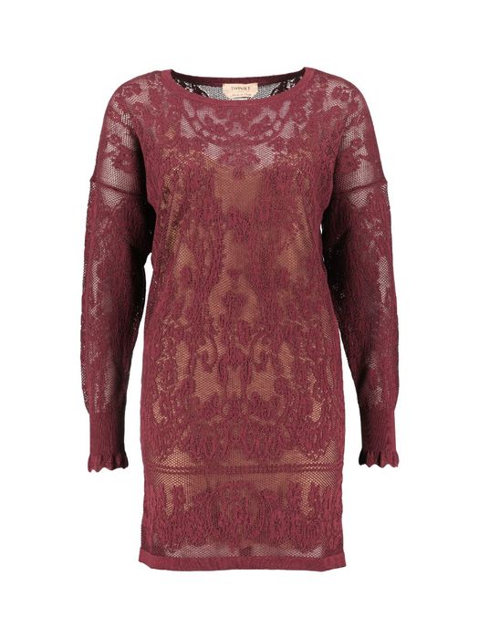 Bordeaux doorzichtige jurk Twinset