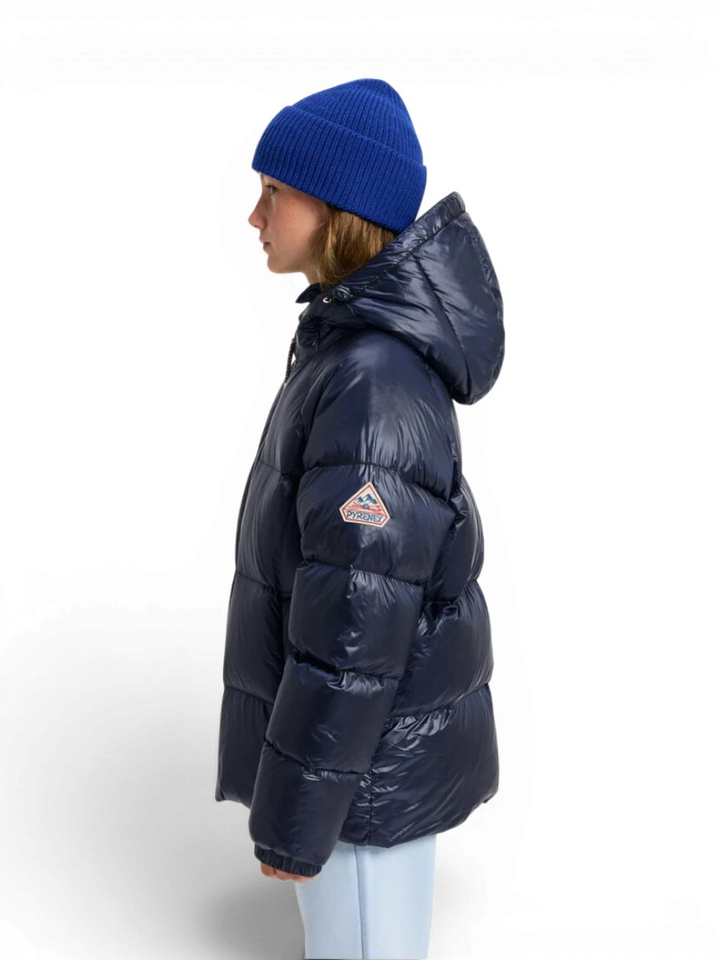 Blauwe padded jas met rits en kap Sten Pyrenex 