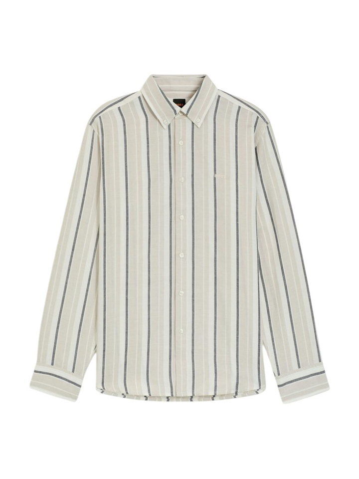 Open grey linnen hemd (regular fit) met lange mouwen Hugo Boss 
