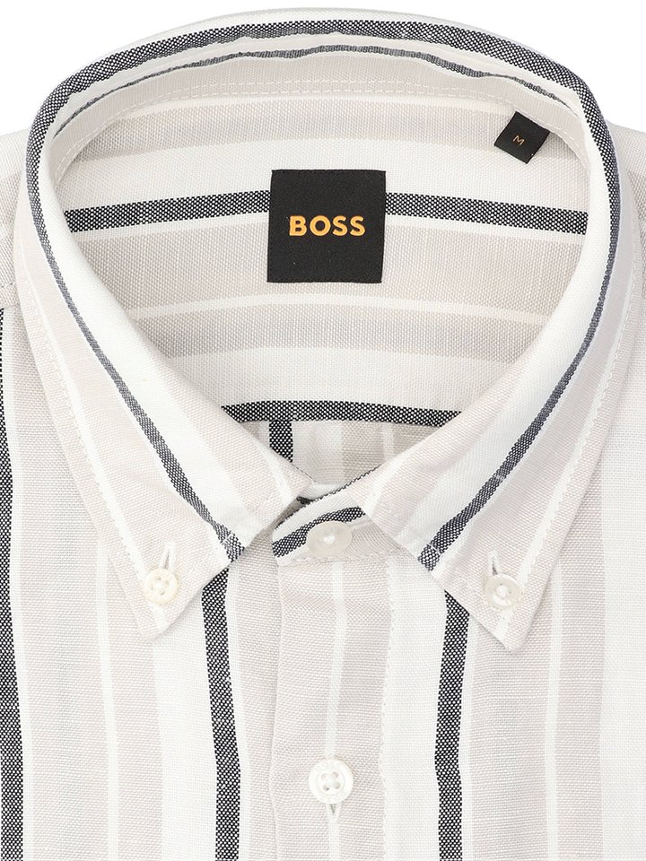 Open grey linnen hemd (regular fit) met lange mouwen Hugo Boss 