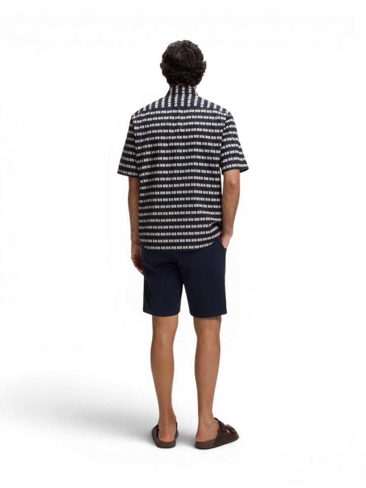 Donkerblauw katoenen hemd met print (regular fit) met kort mouwen Hugo Boss 