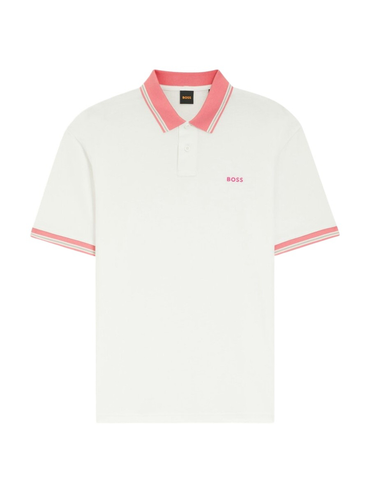 Ecru polo met roze kraag Hugo Boss